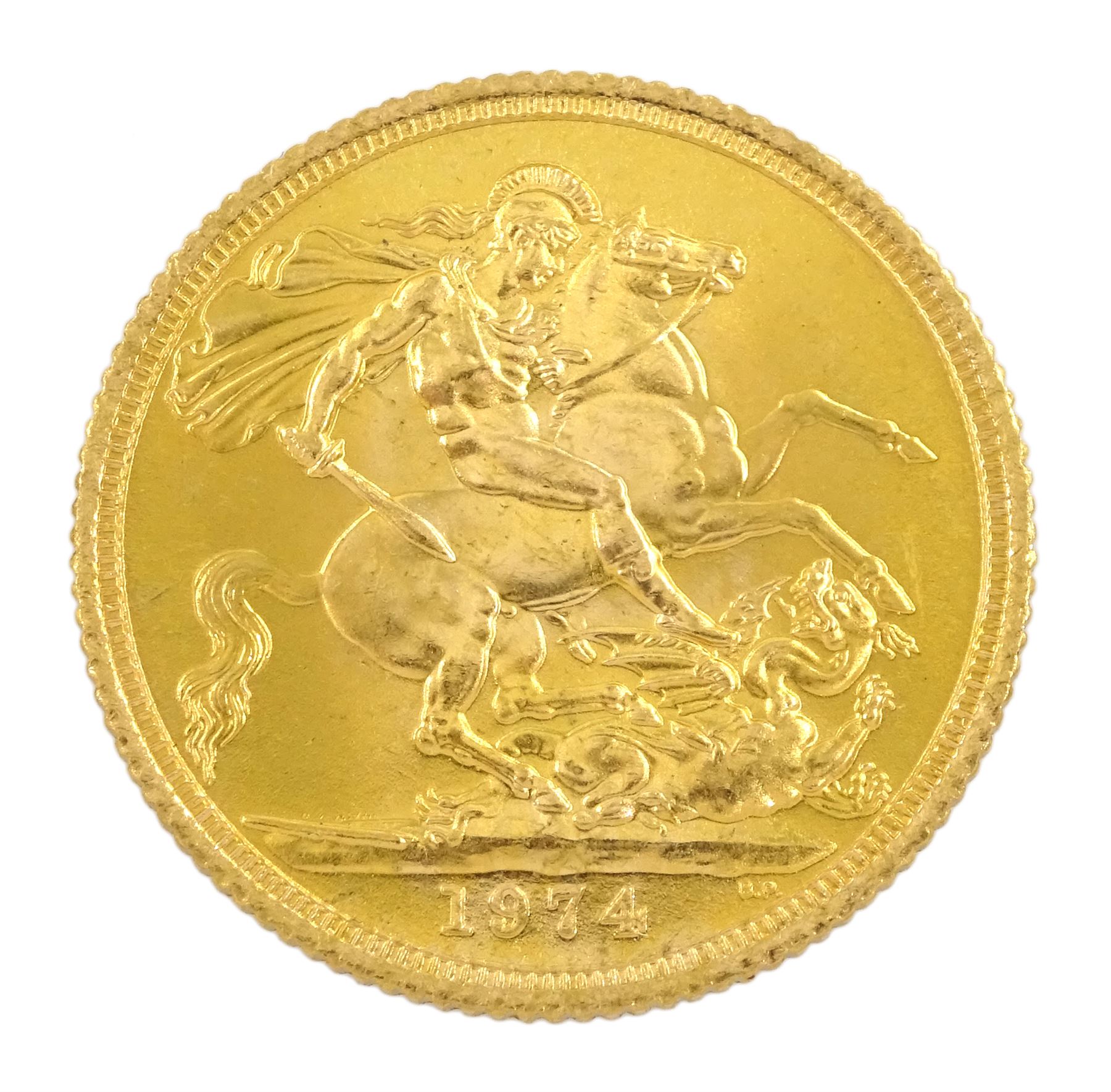 Queen Elizabeth II 1974 gold full sovereign coin