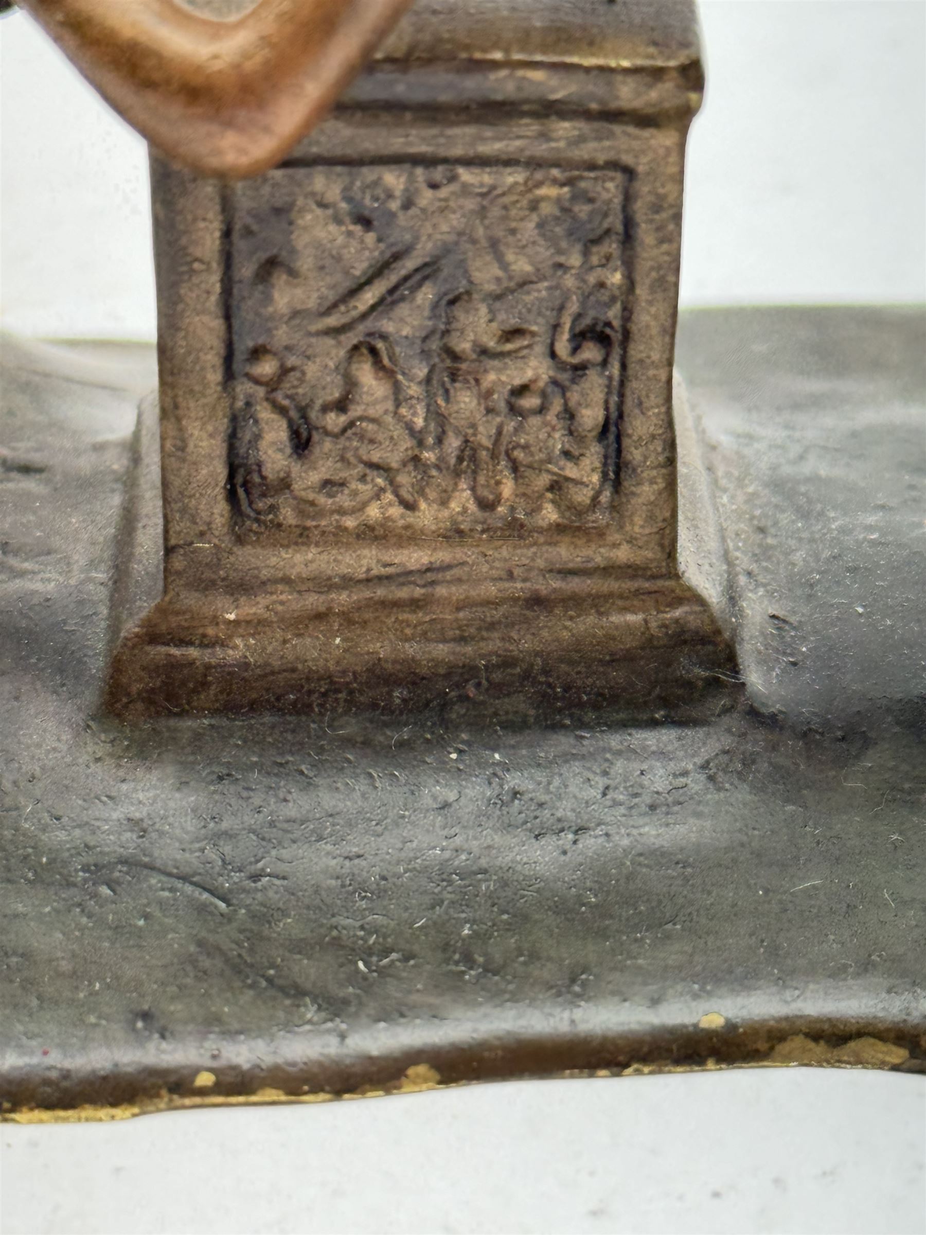 After William White; cold painted erotic bronze sculpture, modelled as a moveable group with stamp to the base, H12cm