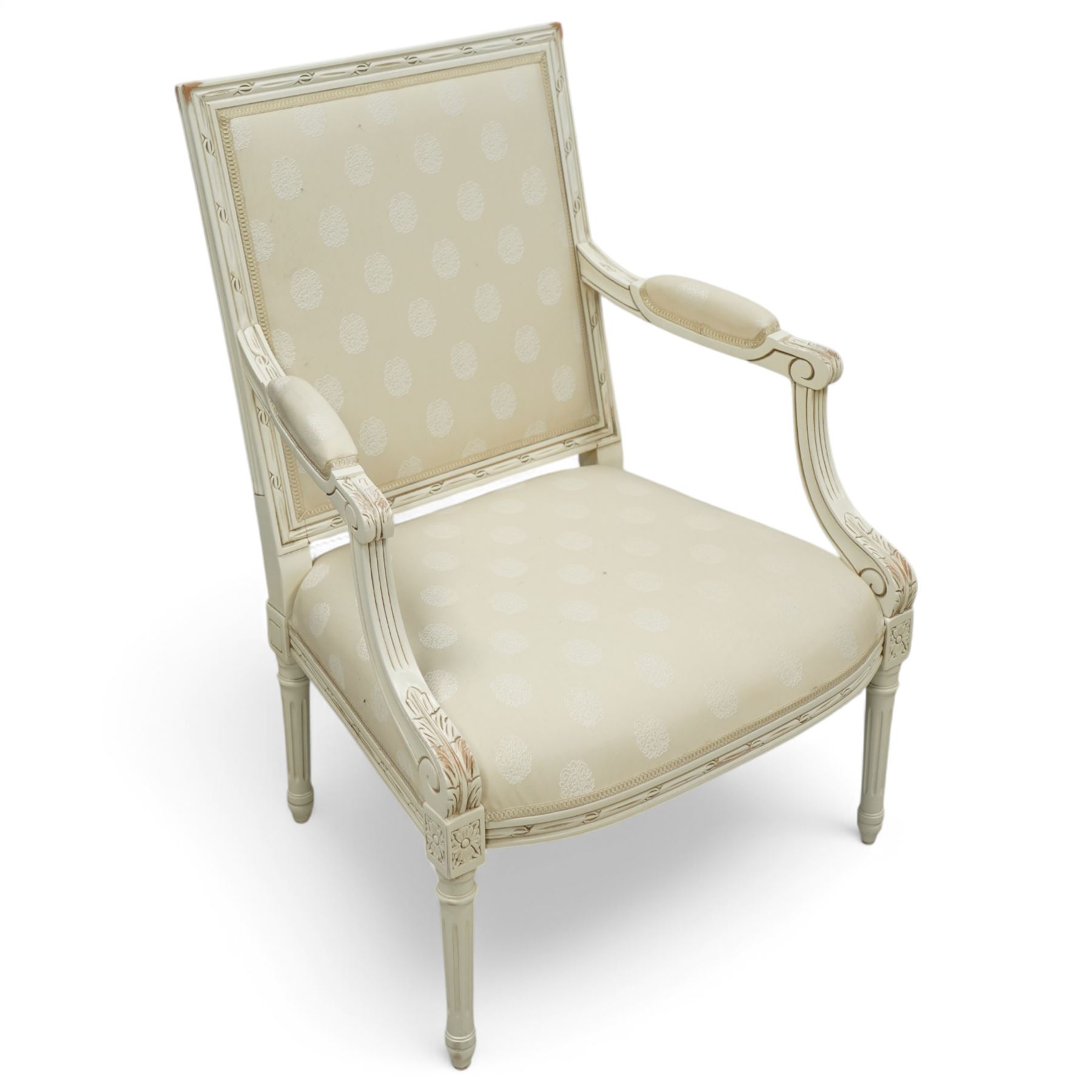 Laura Ashley - French style cream painted open armchair