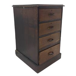 Early 20th century mahogany and stained pine pedestal chest, fitted with four drawers