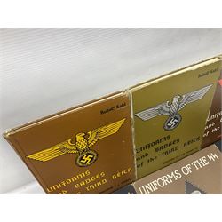 Military Collectors Service: set of three books on WWII German uniforms and badges; and Mollo Andrew: Uniforms of the SS. Volumes 1,4,5,6 & 7 (8)