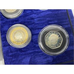 The Royal Mint United Kingdom 2000 silver proof Millennium coin collection, including Maundy coins, number 6384, cased with certificate 