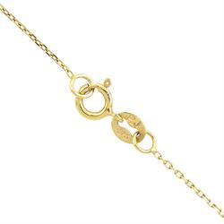 Early 20th century gold blue enamel pendant, with applied seed pearl Navel crown decoration, with glazed back, stamped 9ct, on later 9ct gold chain necklace, stamped 375