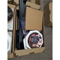 Large collection of Sci-Fi collectors plates, including Doctor Who, Star Trek and Buffy examples, together with Disney MGM trophy, diecast trains and other collectables, in six boxes
