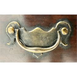 George III mahogany bureau, fall front with sliding stays, single frieze drawer, square supports with inner chamfer and outer moulded edge