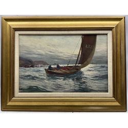Andrew Black RSW (Scottish 1850-1916): Ayr Fishing Boat Rounding the Coast, oil on canvas signed 30cm x 45cm