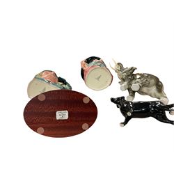 Border Fine Arts Secret Places A0401, together with Royal Dux elephant, Beswick black labrador and two Royal Doulton character jugs 