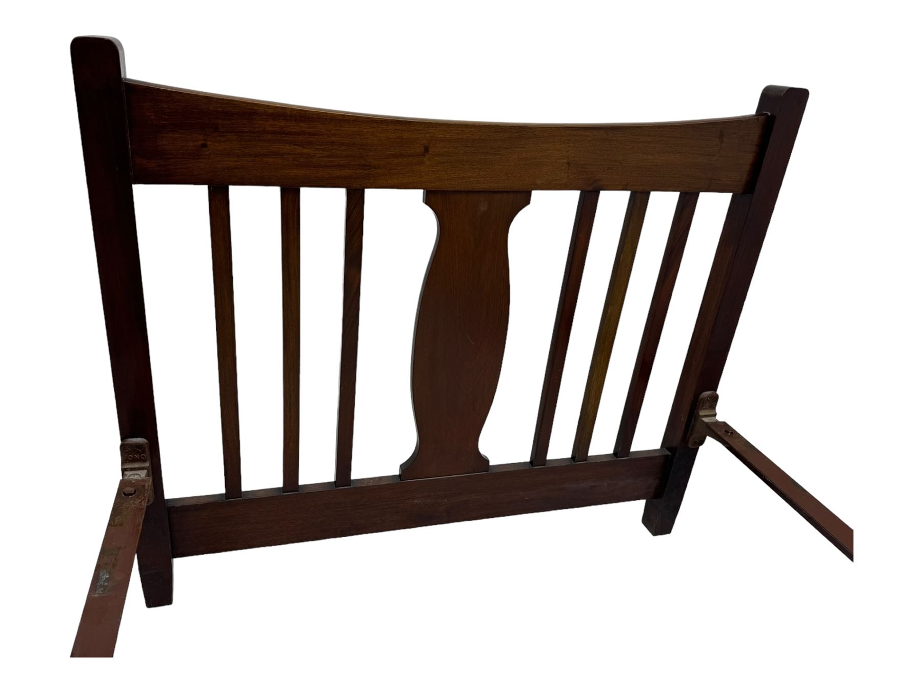 Edwardian inlaid mahogany 3' single bedstead, with headboard, footboard, wooden base and metal side supports; Giltedge 'Astrid 3000' pocket sprung mattress (L190cm, W104cm, D27cm)