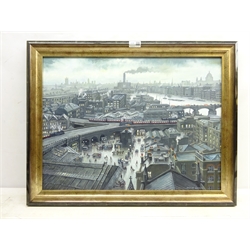  Steven Scholes (Northern British 1952-): 'Borough Market Southwark London', oil on canvas signed 44cm x 59cm  