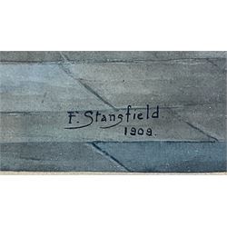 F Stansfield (British 19th/20th century): Church Interior, watercolour signed and dated 1909, 55cm x 38cm