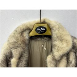 Saga mink full length fur coat, with chevron patterning to sleeves and body, with label to lined interior, approx size 12