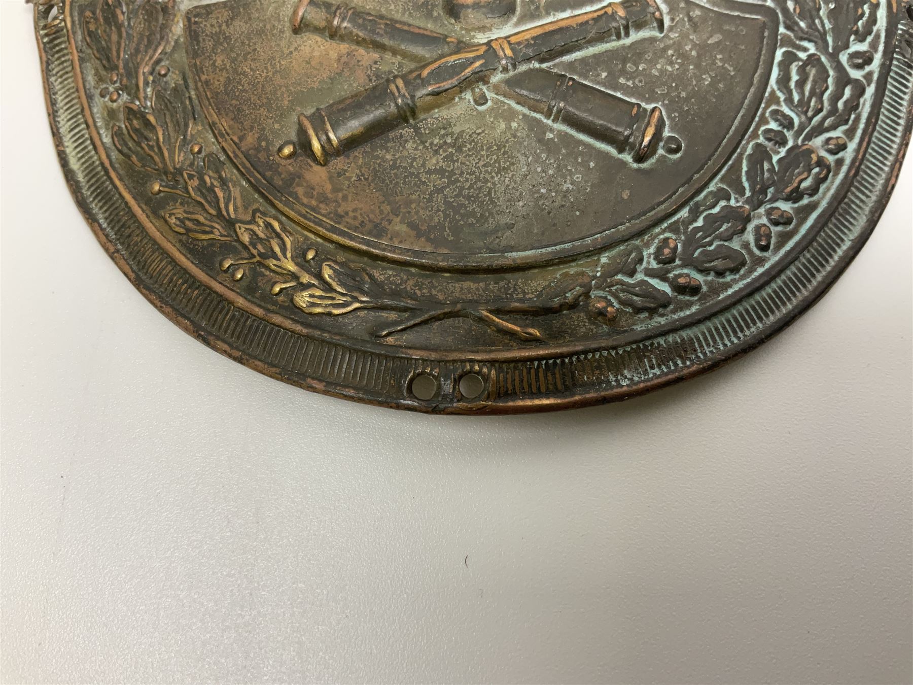 French First Empire Artillery shako plate c1814 H14cm