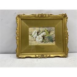 Helen Cordelia Coleman (Angell) (British 1847-1884): 'Roses', watercolour and bodycolour signed, original title on artist's address label verso 12.5cm x 18cm
Provenance: with Christopher Wood Gallery, Bury Street, London, label verso