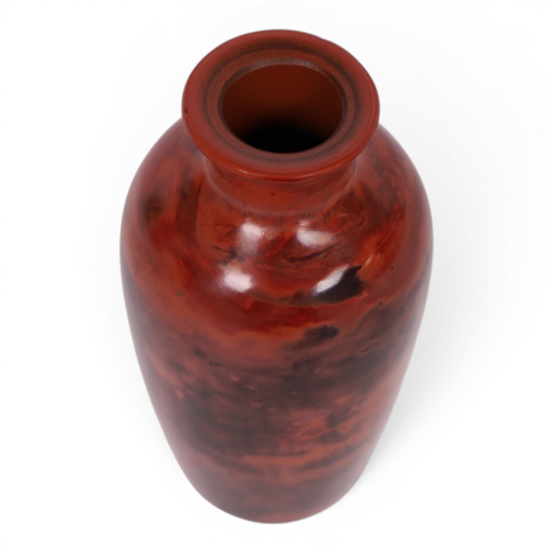 20th century Chinese red realgar peking glass vase, H12cm 