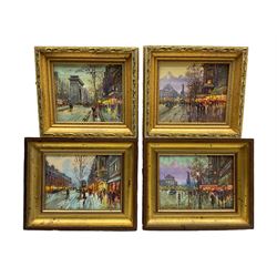 Michael Crawley (Derbyshire 1938-): Parisian Views - 'Boulevard Des Italiens', 'La Porte Saint Denis', and 'La Place de la Republique', set four watercolours signed, titled verso 14cm x 17cm (4)