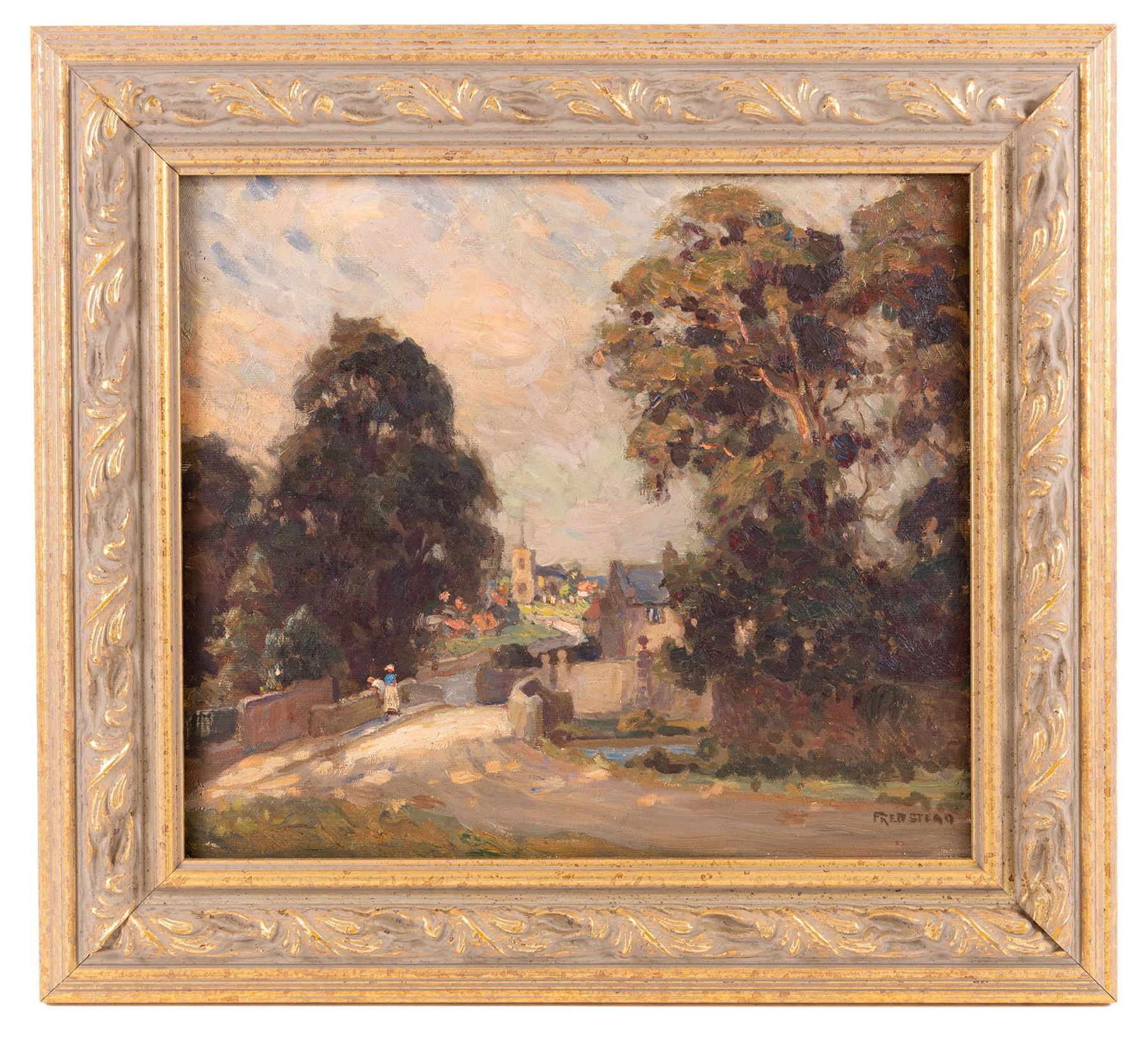 Frederick (Fred) Stead (British 1863-1940): Sunset over Godalming - Surrey, oil on canvas signed 34cm x 39cm