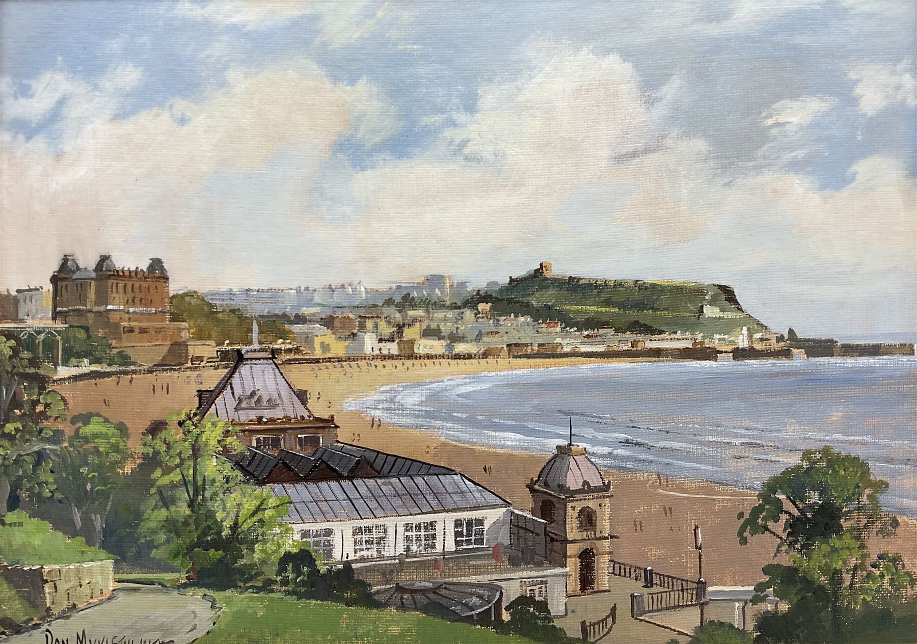 Don Micklethwaite (British 1936-): The Spa and South Bay Scarborough, oil on board signed 24cm x 34cm