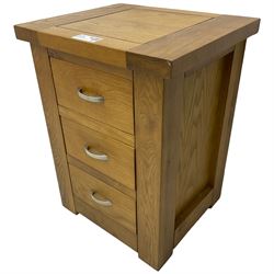 Light oak three drawer pedestal chest