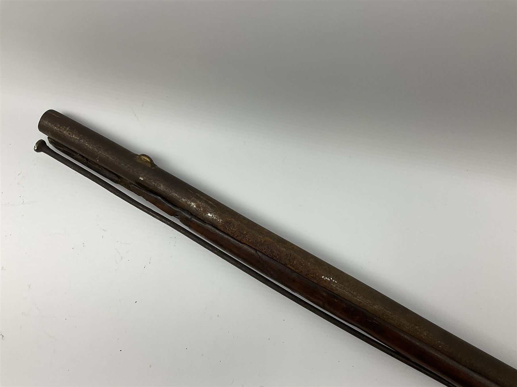 19th century continental flintlock musket for restoration or display, the studded walnut full stock with brass mounts, lock stamped with bumble bee logo possibly for Dresse-Laloux & Cie Liege, under barrel ramrod and one sling swivel, proof marks visible, L166.5cm