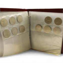 Great British and World coins, including pre-decimal halfcrowns, two shillings etc, decimal old style large five pence pieces, German pre-Euro coinage with 1972 and 1987 ten deutsche mark coins etc, housed in ten ring binger folders and a metal hinged top box