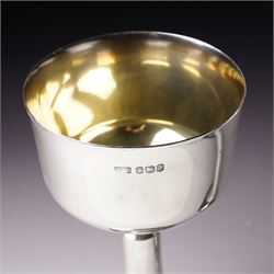 Pair of silver goblets on spreading stems and circular foot H14cm Sheffield 1972