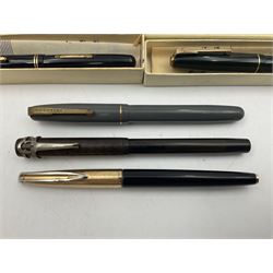 Five Waterman's fountain pens, to include Ideal, 152V, 701 etc, four with 14ct gold nibs
