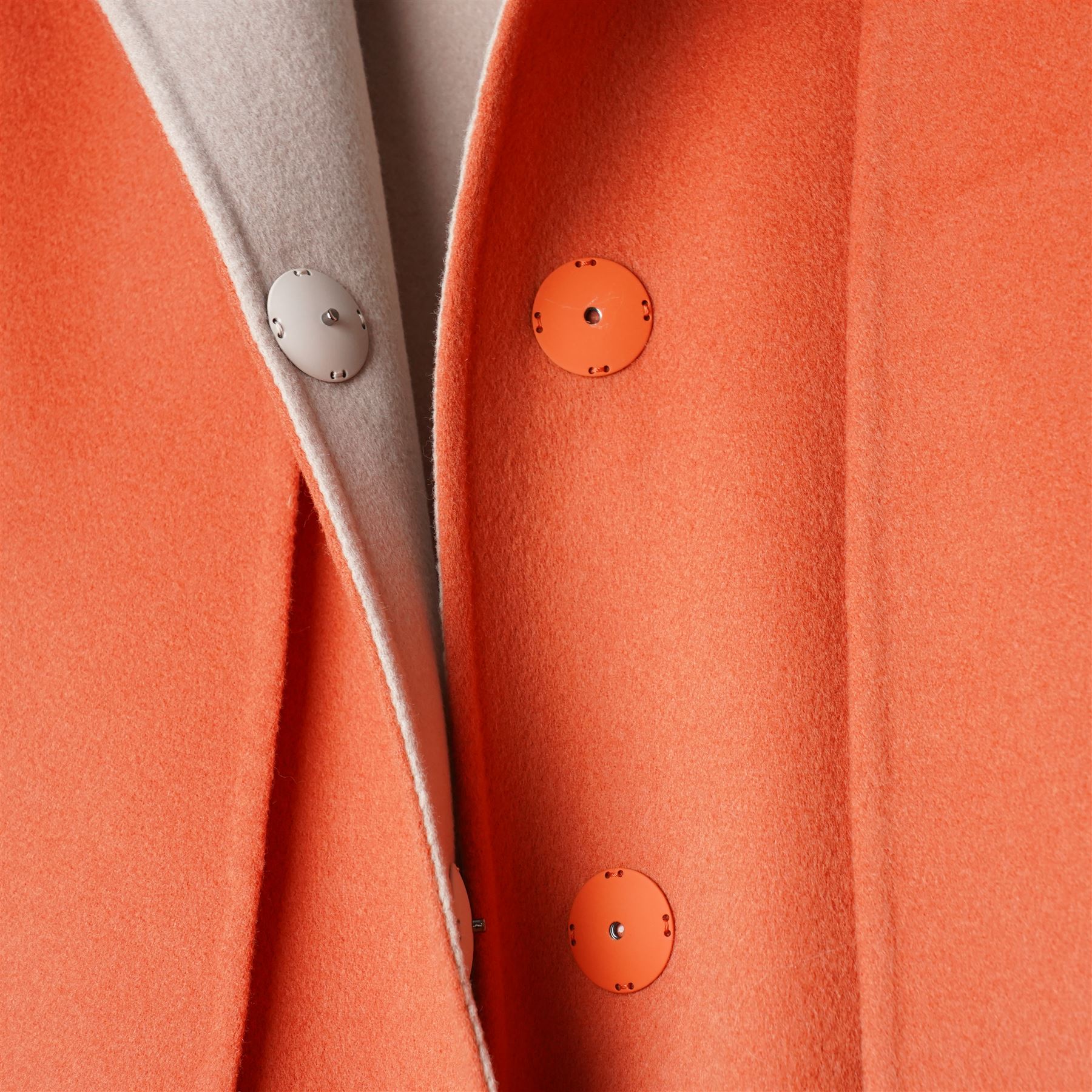 Fendi Roma - wool cape coat in 'Cayenne' orange peach, with concealed front fastening and short flared cape sleeves, applied with dyed arctic fox fur patch pockets, size 40, unused with original tags