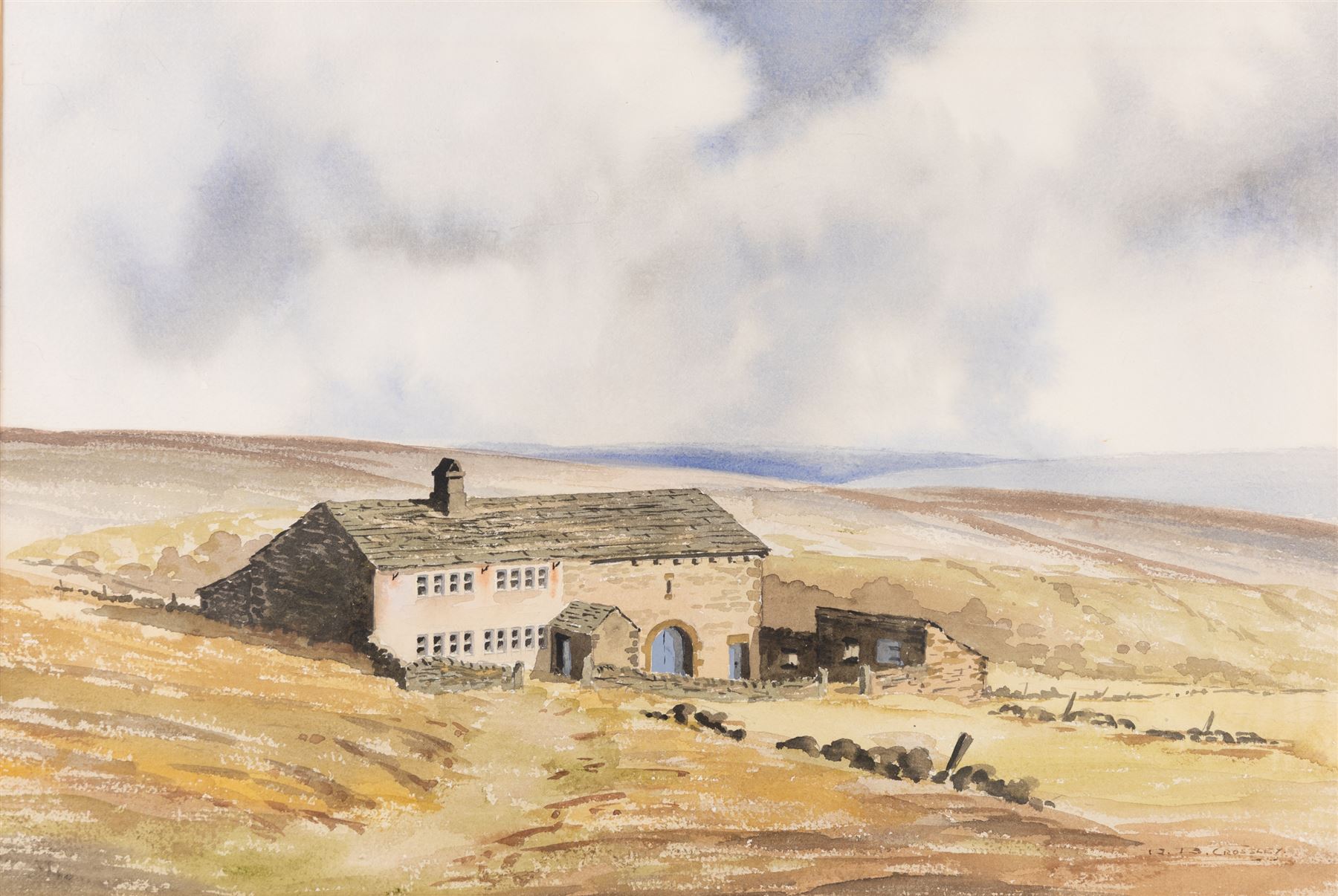 Donald Crossley (British 1932-2014): Moorland Stone Farmhouse, watercolour signed 36cm x 54cm