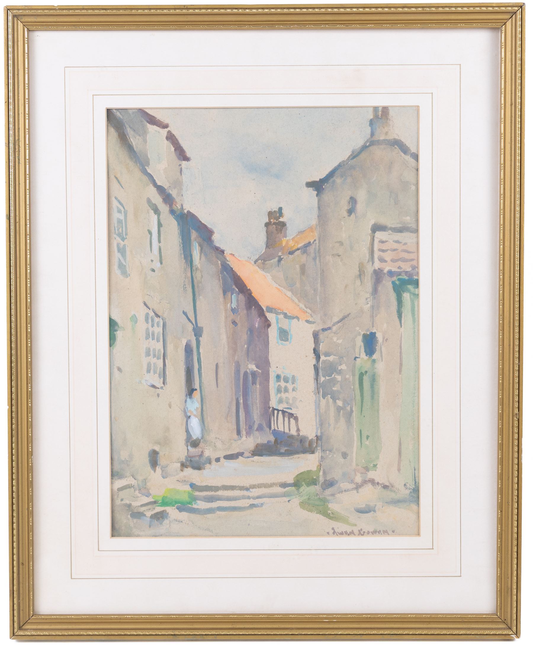 Owen Bowen (Staithes Group 1873-1967): Silver Street looking to Cliff Street 'Robin Hood's Bay', watercolour signed, titled verso 37cm x 27cm 
Provenance: from the artist's estate, inscribed verso