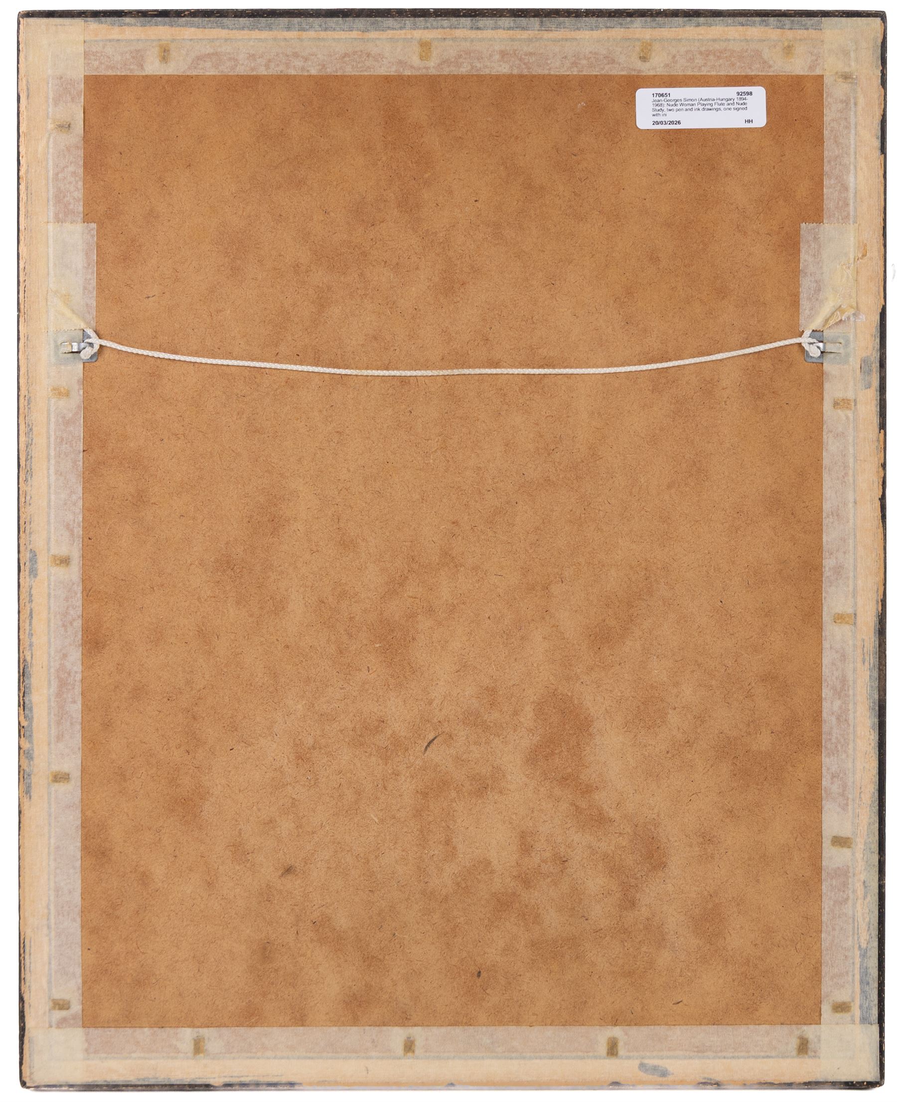 Jean-Georges Simon (Austria-Hungary 1894-1968): Nude Woman Playing Flute and Nude Study, two pen and ink drawings, one signed with initials and dated '61, 30cm x 22cm and 19cm x 13cm (2)