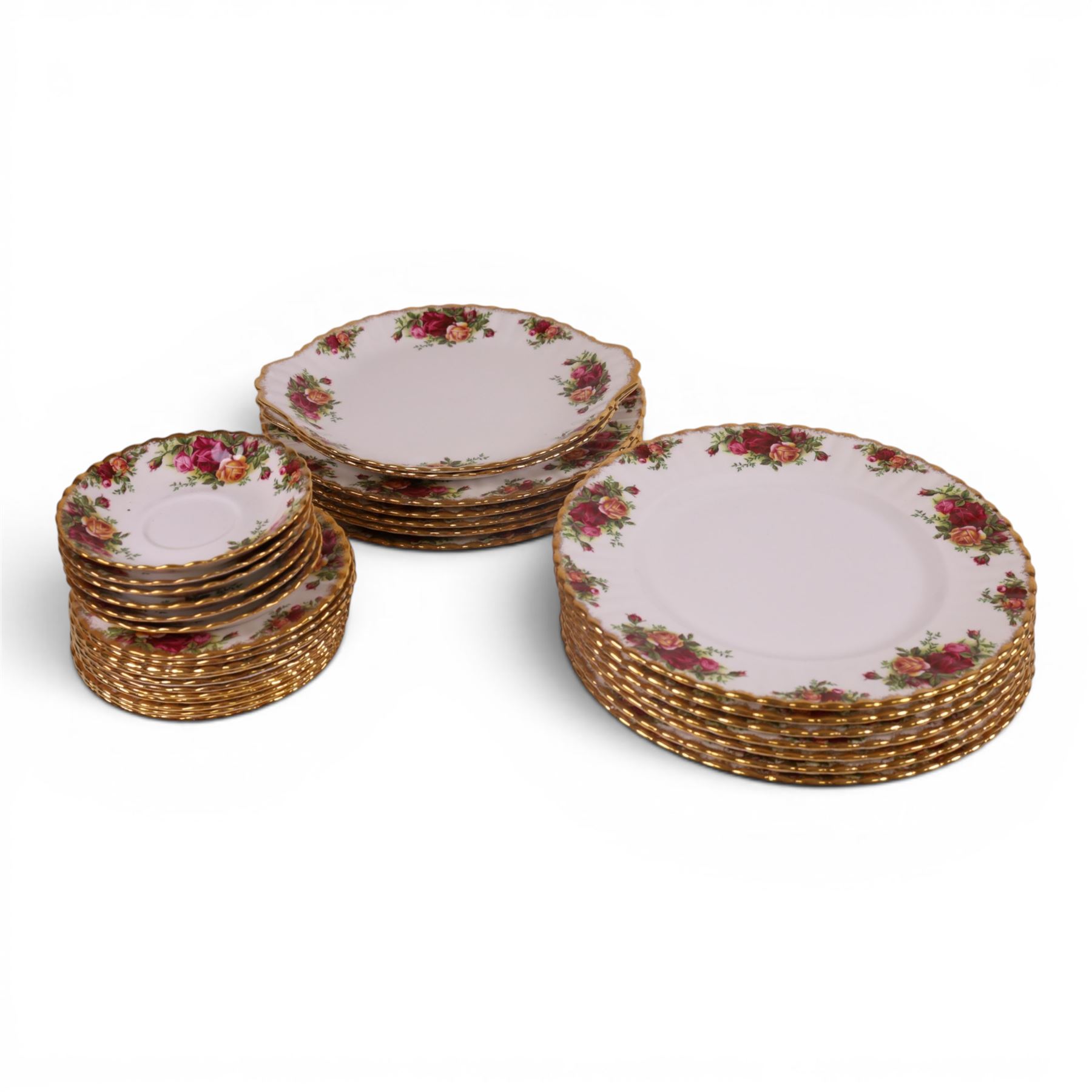 Royal Albert Old Country Roses part tea  and dinner service, including twelve dinner plate, two sandwich plates, two milk jugs, twelves cups and saucer etc 