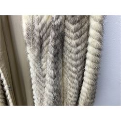 Saga mink full length fur coat, with chevron patterning to sleeves and body, with label to lined interior, approx size 12