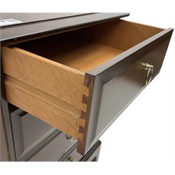 Stag Minstrel - pair of mahogany pedestal chests, fitted with four long drawers