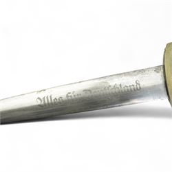 German Third Reich SA dagger, the ricasso marked G.Felix, Gloriawerke, Solingen, shaped wooden grip with SA roundel in black scabbard, possibly NSKK