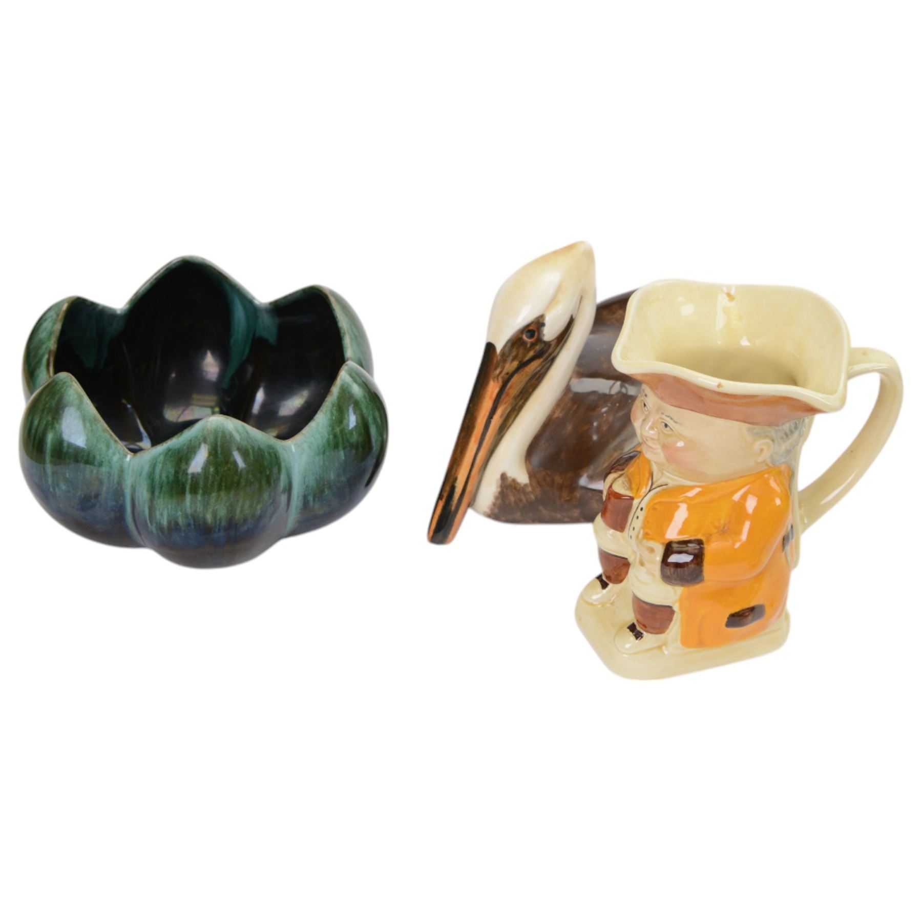 Collection of Blue Mountain Pottery, including owls, buffalo, deer etc, together with Poole Pottery Dolphins, owls frog etc 