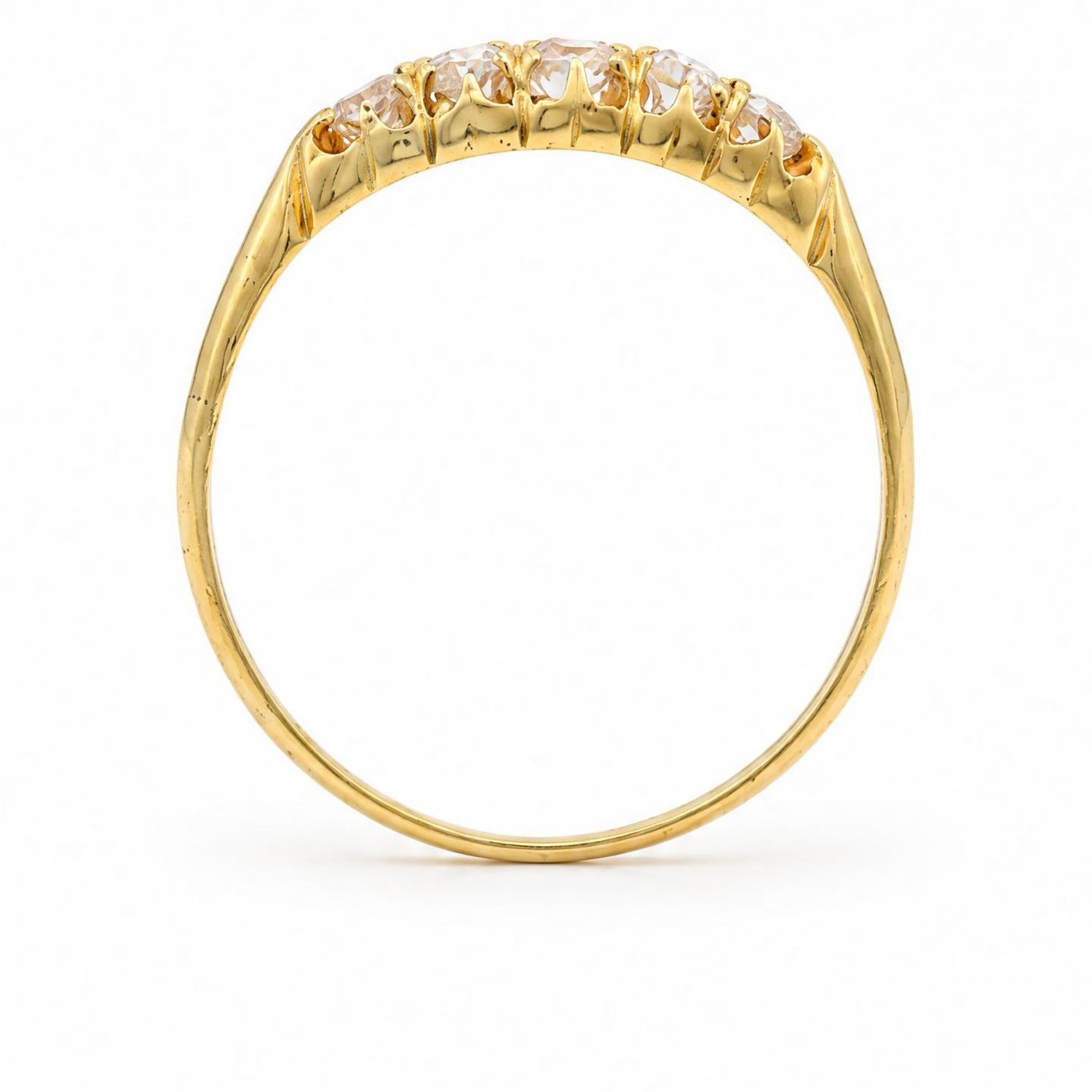 Early 20th century 18ct gold diamond ring, set with five old cut diamonds, total diamond weight approx 0.35 carat