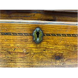 Georgian elm and pine chest, fitted with two short and three long drawers, chequered drawer bandings