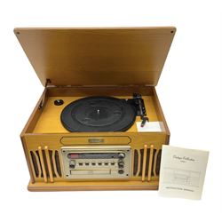 Vintage Collection Gramophone, model MT-GA05, record CD tape player AM/FM radio, W47cm H24cm 