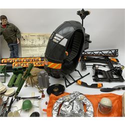 Action Man - one figure, boxed Assault Craft, dismantelled  Capture Copter, two bags of equipment and accessories etc
