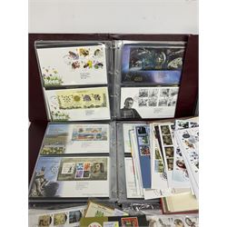 Queen Elizabeth II Royal Mail first day covers mostly with printed addresses and special postmarks, World stamps including Argentina, Australia, Belgium, Canada, Ceylon etc, housed in albums, folders and loose, in one box