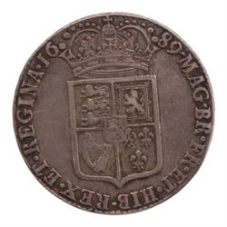 William and Mary 1689 silver half crown coin