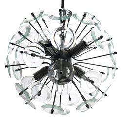Sputnik chandelier, with glass disc decoration, drop 45cm 