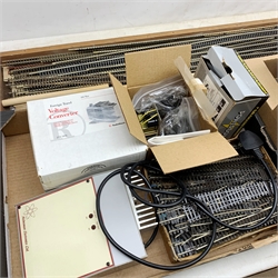 Power Units and controllers including NCE Power Cab complete DCC Starter Set, Graham Farish Powerbox 0192, Radio Shack Foreign to US Voltage Converter, Kadee Electrical Uncoupler, switch motors etc, all boxed; and quantity of Peco and other HO/00 track, points, turnouts etc