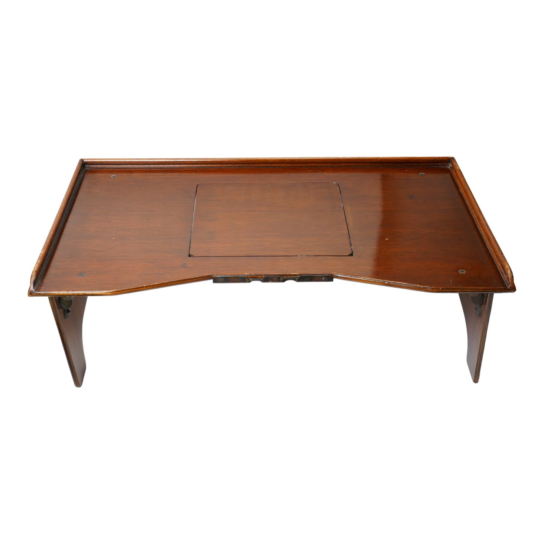 Pine Dolls crib, Pedigree push along rescue dog, warming pan and John Watts mahogany folding tray