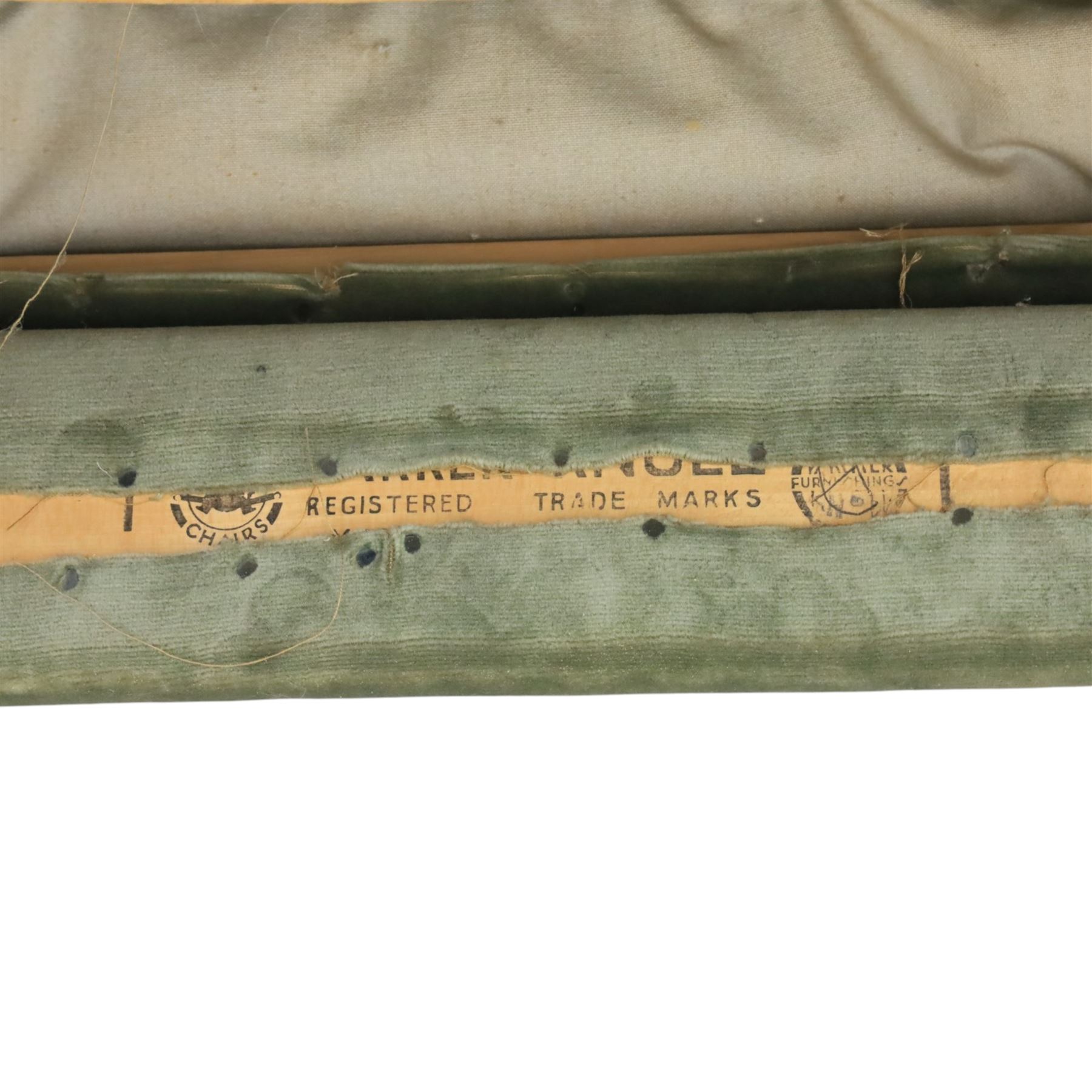 Parker Knoll - mid 20th century reclining armchair, upholstered in green velvet button fabric