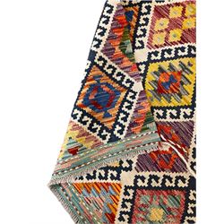 Chobi Kilim  multi-colour rug, overall geometric design