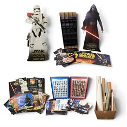 Star Wars cardboard advertising signs and a collection of posters, including life-size car...