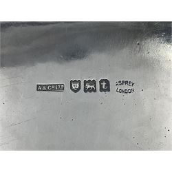 Small early 20th century silver tray, of rectangular form with reeded edge and twin reeded handles, hallmarked Asprey & Co Ltd, London 1914, including handles W26.5cm