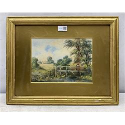 D D (19th/20th century): 'Welsh Moor', watercolour signed with initials titled and dated 1891, 34cm x 50cm; Nelson (19th century): The Woodcutter, oil on board signed 35cm x 51cm (unframed); 'Leatherhead Common', watercolour titled, unsigned 18cm x 26cm (3)