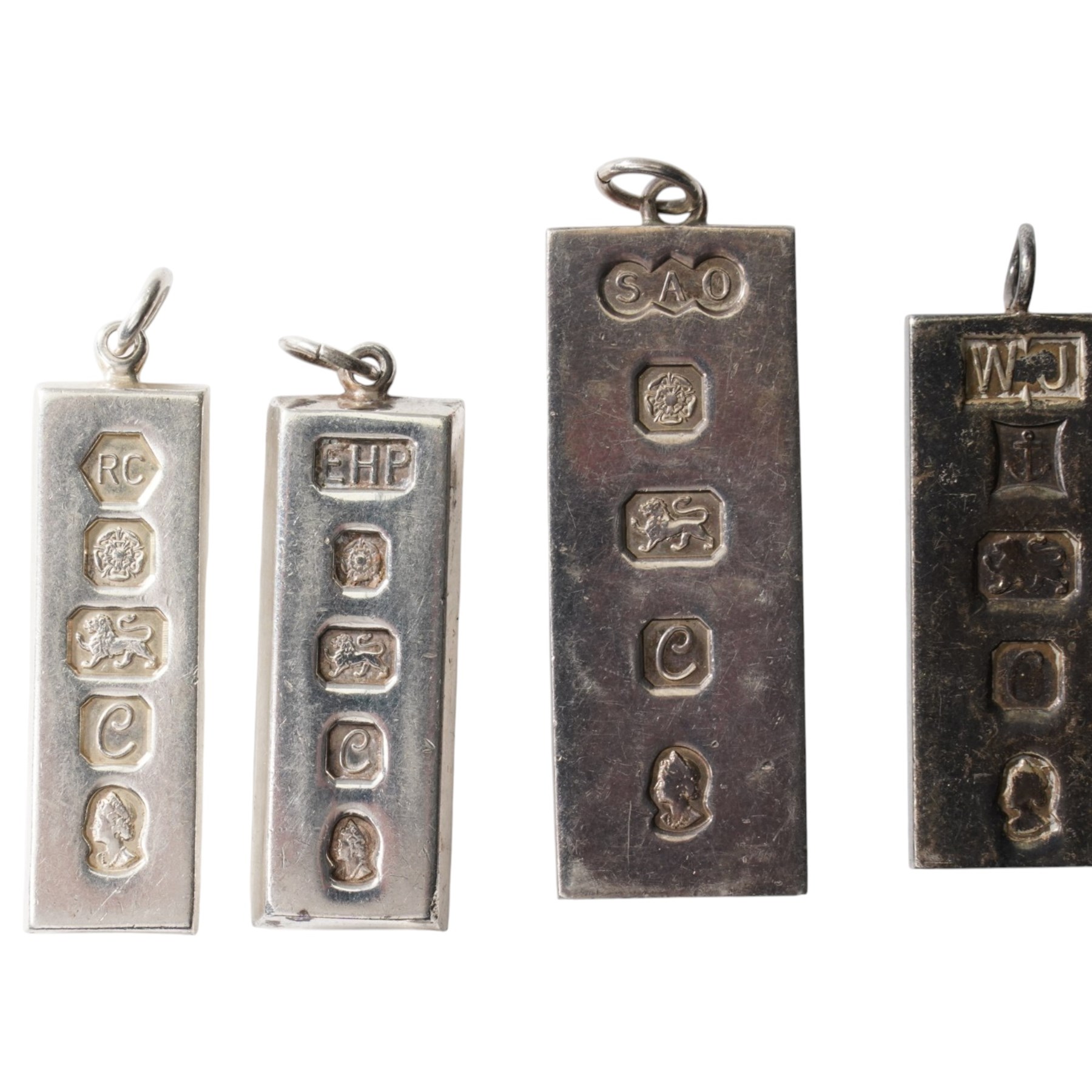 Eight silver ingots, all hallmarked